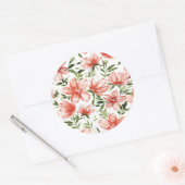 Sticker Rond Fleurs d'aquarelle rouge (Enveloppe)