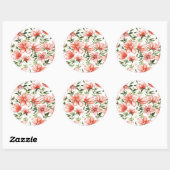 Sticker Rond Fleurs d'aquarelle rouge (Feuille)