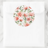 Sticker Rond Fleurs d'aquarelle rouge (Sac)