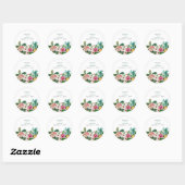 Sticker Rond Fleurs d'aquarelle tropicale et Mariage de verdure (Feuille)