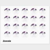 Sticker Rond Fleurs d'aquarelle violette romantique (Feuille)