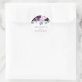 Sticker Rond Fleurs d'aquarelle violette romantique (Sac)