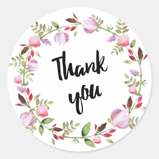 Sticker Rond Fleurs d'aquarelles (Devant)
