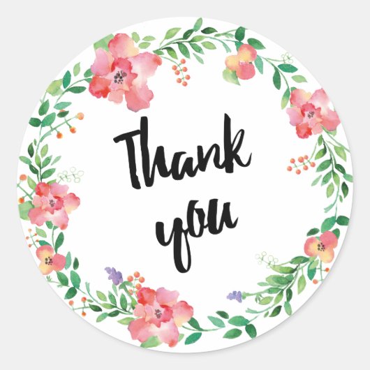 Sticker Rond Fleurs d'aquarelles (Devant)