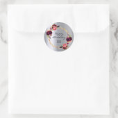 Sticker Rond Fleurs d'argent d'anniversaire or bordeaux (Sac)