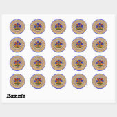 Sticker Rond Fleurs d'art populaire (Feuille)