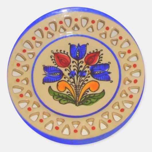 Sticker Rond Fleurs d'art populaire (Devant)