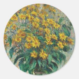 Sticker Rond Fleurs d'artichauts de Jérusalem par Claude Monet