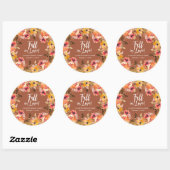 Sticker Rond Fleurs d'Automne Bridal Shower en Terracotta (Feuille)