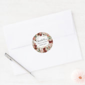 Sticker Rond Fleurs d'automne de verdure Baby Shower Merci (Enveloppe)