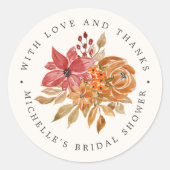 Sticker Rond Fleurs d'automne MERCI de Fête des mariées rustiqu (Devant)