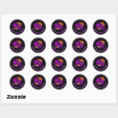 Sticker Rond Fleurs d'automne orange et violet Halloween heureu (Feuille)