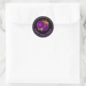 Sticker Rond Fleurs d'automne orange et violet Halloween heureu (Sac)