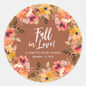 Sticker Rond Fleurs d'Automne Réception de Mariage Terracotta (Devant)