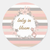 Sticker Rond Fleurs de bébé en rose et gris (Devant)