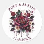 Sticker Rond Fleurs de Bourgogne, Feuillage et Perles Personnal (Devant)