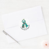 Sticker Rond FLEURS DE Cancer Ovarien RIBBON 1 (Enveloppe)