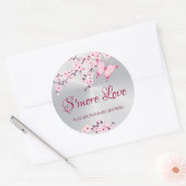 Sticker Rond Fleurs de cerisier Papillon S'more Amour (Enveloppe)