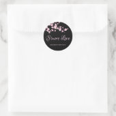 Sticker Rond Fleurs de cerisier rose noir S'more amour (Sac)