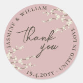 Sticker Rond Fleurs de cerisier Sakura Crème Mariage asiatique (Devant)