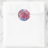 Sticker Rond Fleurs de cerisier Sakura Étoiles rouges (Sac)