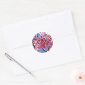 Sticker Rond Fleurs de cerisier Sakura Étoiles rouges (Enveloppe)
