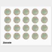 Sticker Rond Fleurs de cerisiers en rose et Turquoise (Feuille)
