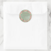 Sticker Rond Fleurs de cerisiers en rose et Turquoise (Sac)