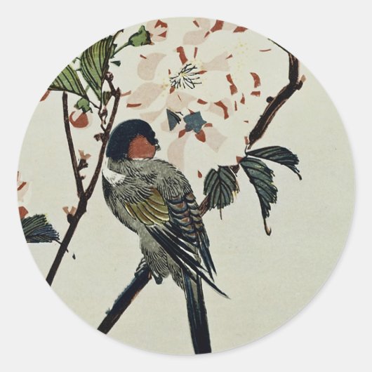 Sticker Rond Fleurs de cerisiers et petits oiseaux (Devant)