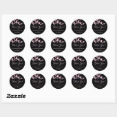 Sticker Rond Fleurs de cerisiers Merci noir rose (Feuille)