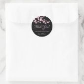 Sticker Rond Fleurs de cerisiers Merci noir rose (Sac)