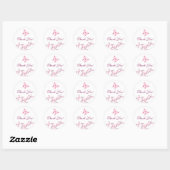 Sticker Rond Fleurs de cerisiers papillons Merci rose blanc (Feuille)
