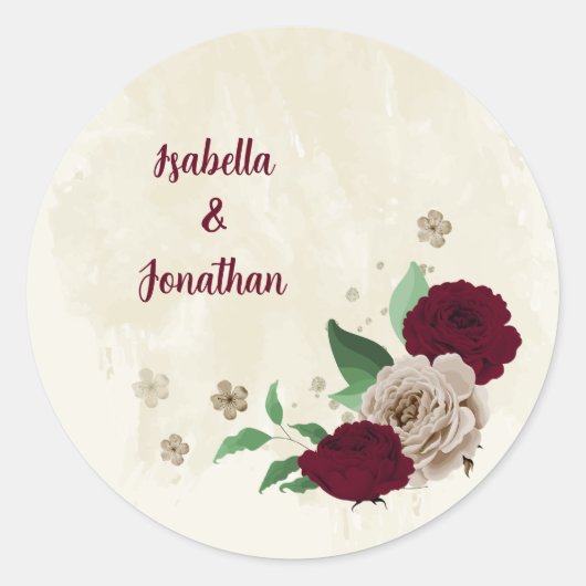 Sticker Rond Fleurs de champagne de Bourgogne mariage (Devant)