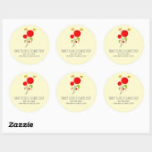 Sticker Rond Fleurs de Coeur Rouge mignonne Illustration Busine (Feuille)