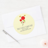 Sticker Rond Fleurs de Coeur Rouge mignonne Illustration Busine (Enveloppe)