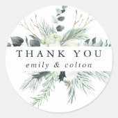 Sticker Rond Fleurs de coton et feuillage persistant Elégant Me (Devant)