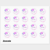 Sticker Rond Fleurs de couleur d'eau cadre (Feuille)
