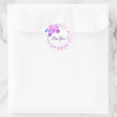 Sticker Rond Fleurs de couleur d'eau cadre (Sac)