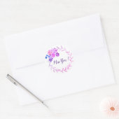 Sticker Rond Fleurs de couleur d'eau cadre (Enveloppe)