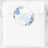 Sticker Rond Fleurs de Delphinium bleu aquarelle art mariage (Sac)