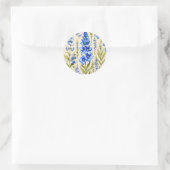 Sticker Rond Fleurs de Delphinium Bleu Botanique (Sac)