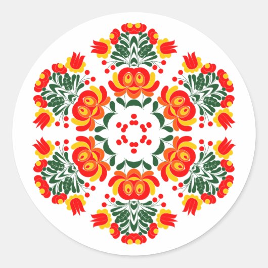 Sticker Rond fleurs de design polonais (Devant)
