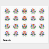 Sticker Rond fleurs de design polonais (Feuille)