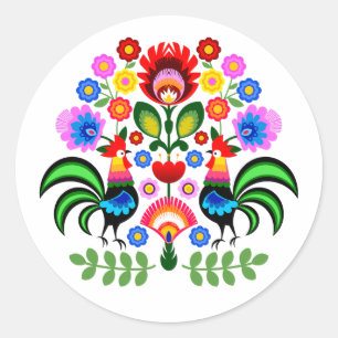 Sticker Rond fleurs de design polonais