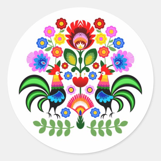 Sticker Rond fleurs de design polonais (Devant)