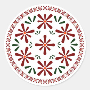 Sticker Rond fleurs de design polonais