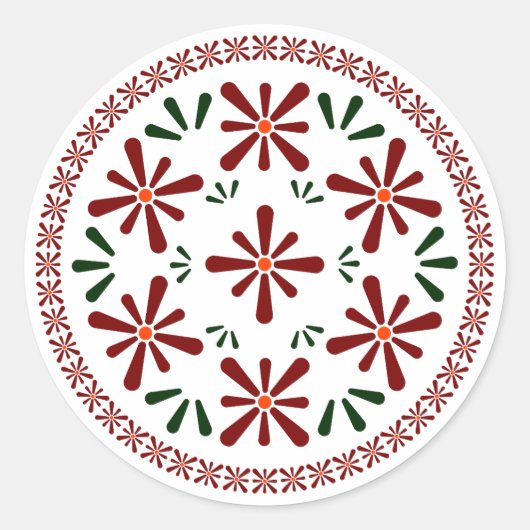 Sticker Rond fleurs de design polonais (Devant)