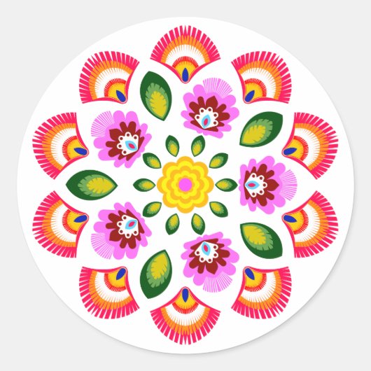 Sticker Rond fleurs de design polonais (Devant)