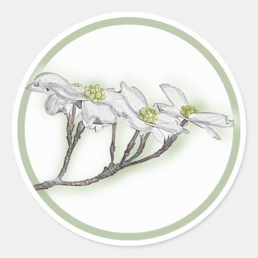 Sticker Rond Fleurs de Dogwood (Devant)