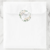 Sticker Rond Fleurs de Eucalyptus Blanc 90e Anniversaire Merci (Sac)